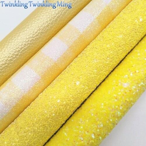 YELLOW Chunky Glitter Canvas Sheet, 8"x11" Glitter Sheets, Faux Leather Sheet, Chunky Glitter Hair Bow & Earring Fabric XM002