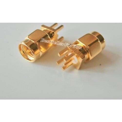 10Pcs Connector SMA Connector Male Plug Solder Edge 1.6mm PCB Clip Mount Straight 5.08mm