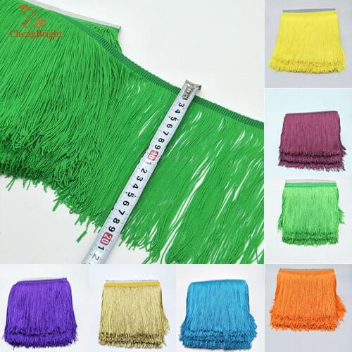 CHENGBRIGHT 10Yard 20cm Wide Lace Fringe Trim Tassel Fringe Trimming For Latin Dress Stage Clothe Accessories Lace Ribbon Tassel
