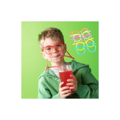 Hot! Funny Soft Glasses Straw Unique Flexible Drinking Tube Kids Party Accessories