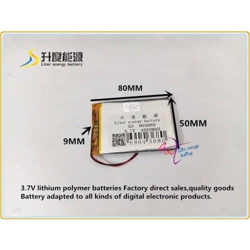 Best battery brand Size 905080 3.7V 4000mah Lithium polymer Battery with Protection Board For PDA Tablet PCs Digital Products Fr