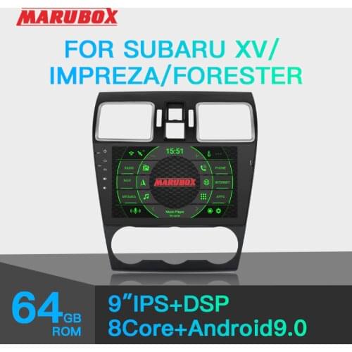 Marubox KD9208 DSP, 64GB, Car Multimedia Player for Subaru XV 2015, Android 9.0, 9" IPS Screen GPS Navigation Radio Video Player