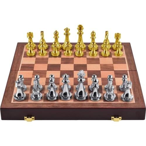 30 X 30CM Metal Chess Belt Luxury Set Chess Board Travel Wooden Chess Board Suitable for Beginners Professional Chess Players