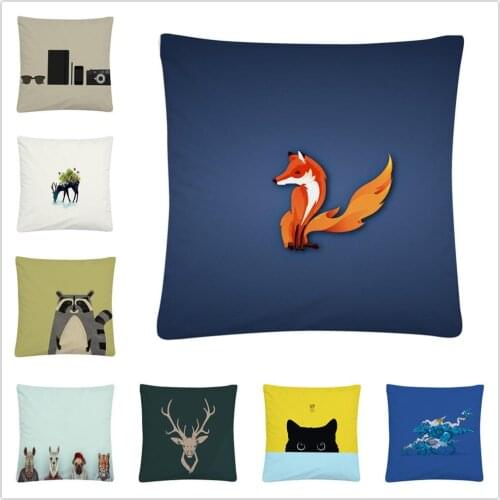Minimalist Wild Animal Exquisite Pattern Soft Short Plush Cushion Cover Pillow Case for Home Sofa Car Decor Pillowcase 45X45cm