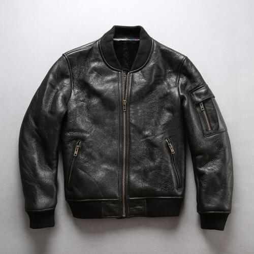 Factory 2018 New Men Black Genuine Sheepskin Shearling B3 Flight Jacket Casual Cold Winter Pilot Jackets Winter Russia Coats