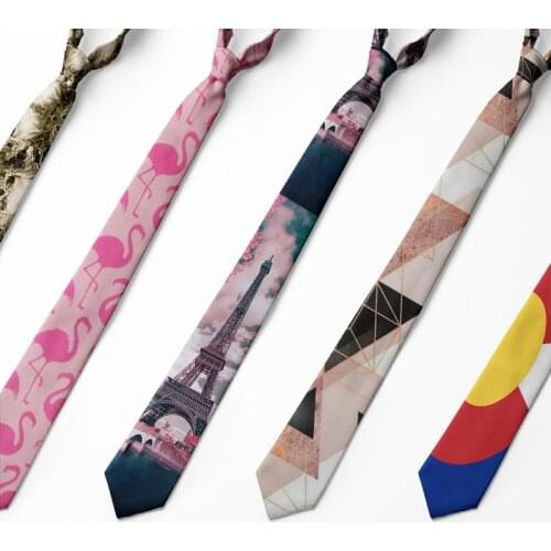 Printed 8cm Mens Ties Man Casual Fashion Eiffel Tower Neckties Flamingo Gravata Slim Tie Polyester Business Wedding Tie For Men