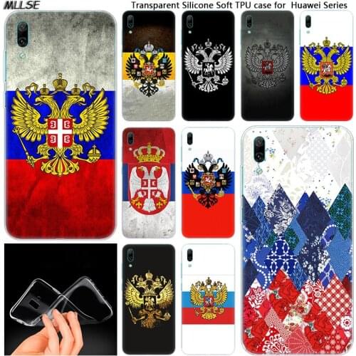 Russia Flag Emblem Soft Silicone Case for Huawei Mate 10 20 Lite Pro Enjoy 8 9E Y6 Pro Y5 2017 Y7 Pro Y9 2019 2018 Fashion Cover