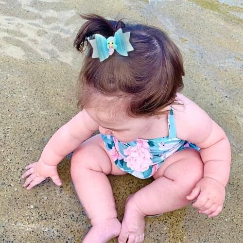 New Cartoon Bowknot Hair Clips for Baby Girls Beach Summer Swim Waterproof Hairpin Mermaid Fashion Hairpin Baby Hair Accessories