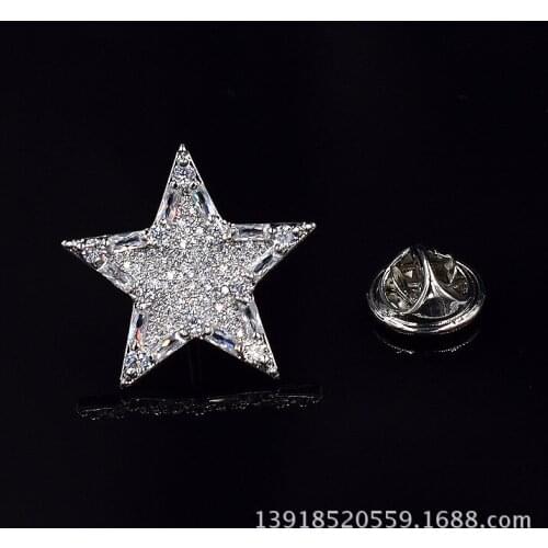 New crystal CZ star charm fashion collar pin brooch ornament jewelry accessory