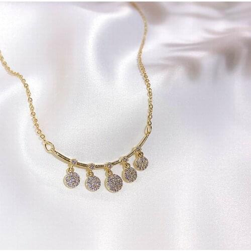 Micro Pave Zircon Slice Choker Necklace Korean Simple Jewelry Bijoux Birthday Gifts