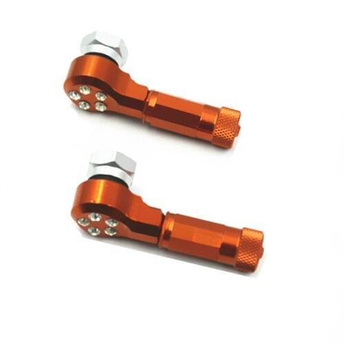 Pair Motorcycle CNC Orange Wheel Tire Valve Stem Caps For Honda Yamaha Suzuki Kawasaki Cruiser Bobber Chopper Touring Atv