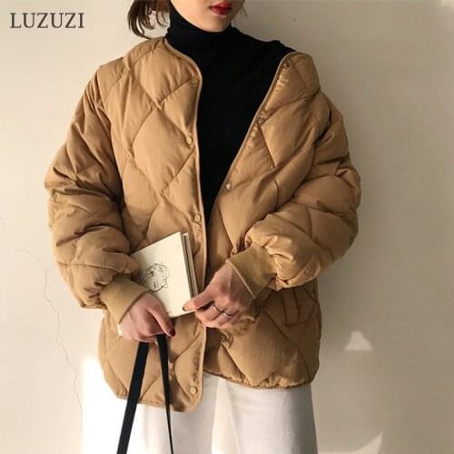 LUZUZI 2021 New Fashion Casual Winter Coat Women Parkas Warm Loose Cotton Coats Long Sleeve Jacket Women Autumn Outerwear