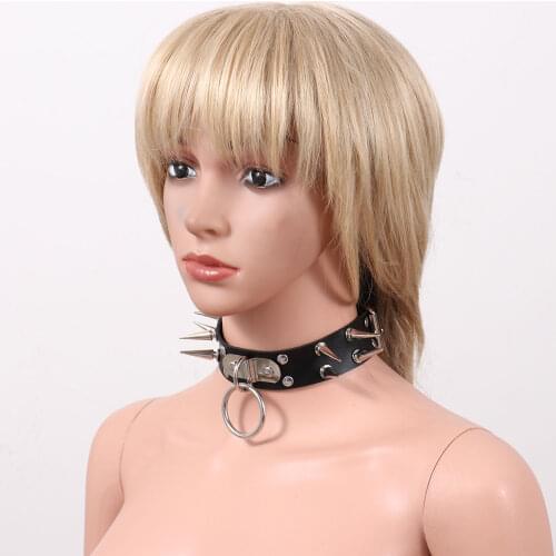 Sexy Leather Women Punk Style Metal Long Nails Rivets O-ring Party Decorations Choker Necklace Gothic Harajuku Rock Jewelry New