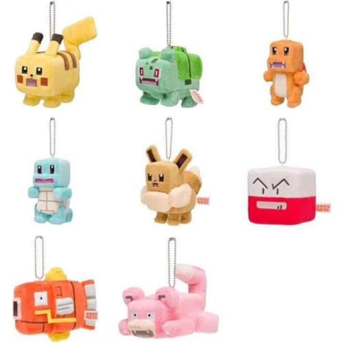 Pokemon 13cm Pikachu Squirtle Bulbasaur Charmander Key pendant Cartoon characters cute plush toy key pendant