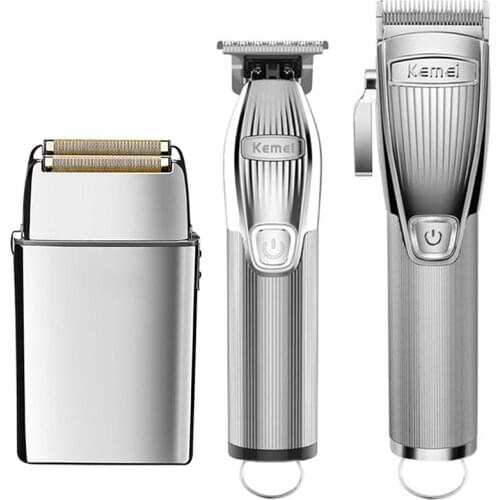 Original kemei professional cordless rechargeable hair trimmer for men electric hair clipper hairdressing beard grooming shaver