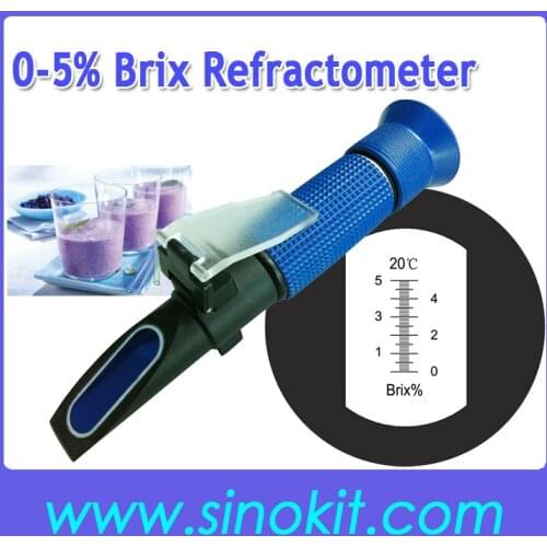 Low Brix 0-5% Plastic Hand Refractometer P-RHB-5ATC Blue Blue Grip