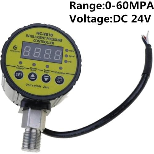 DC24V 0-60Mpa Air Compressor Pressure Switch Digital Pressure Gauge Relay output M20 x 1.5