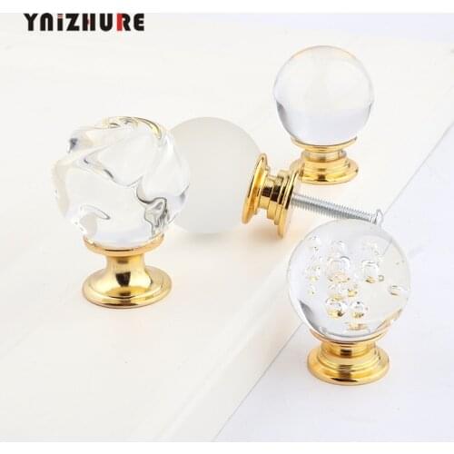 30mm Ball Shape Gold Design Crystal Glass Knobs Cupboard Drawer Kitchen Cabinet Pull Door Wardrobe Handles Hardware