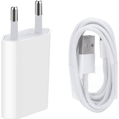 1 Set Wall Plug Adapter USB Charger and 1M USB data Charging Cable for iPhone 5 6S 6 7 8 5 X XR XS 11 Pro Max iPad mini 2 3 Air