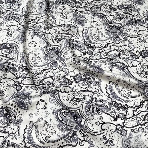 145cm Width Fashion Cashew Flowers Printed Imitate Silk Satin Fabric For Woman Dress Blouse Pants DIY Cloth Sewing