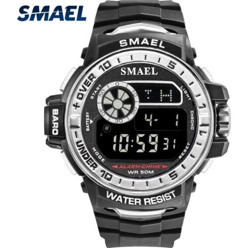 SMAEL Electronic Mens watches With LED Luminous Display, Waterproof, Automatic Date Update, Stopwatch Timer