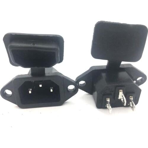 Waterproof Black 10A 250V IEC320 C13 C14 electric bicycle car wired Receptacle Connector battery Charging AC power outlet Socket