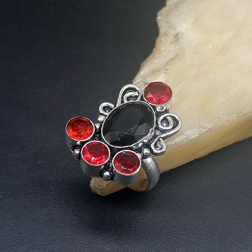 Hermosa Jewelry Dazzling Unique Rare Blood Red Garnet Silver Color Wedding Charms Band Ring For Women Men Size 8 FQ160