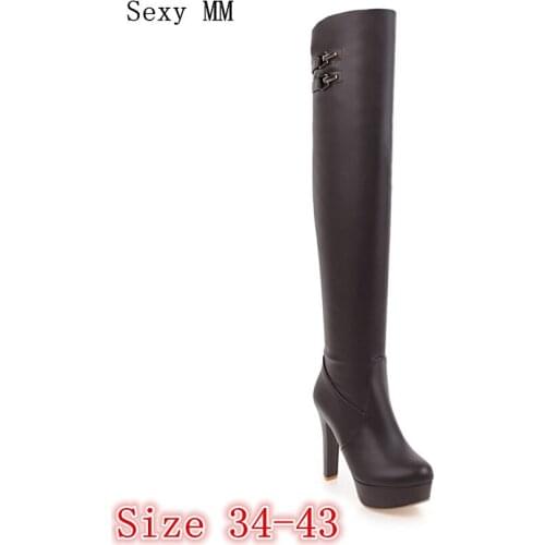 Spring Autumn Platform High Heels Boots Women Over the Knee Boots Stretch Woman Thigh High Boots Plus Size 34 - 40 41 42 43
