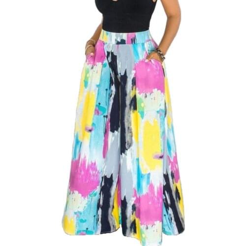 Tie Dye African Pants Clothes Women Elastic High Waist Loose Wide Leg Pants Fashion Elegant Street Style African Trousers 2021