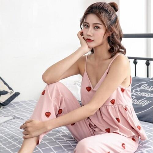 Womens 3 pieces Pink pajamas sets satin Cotton lingerie homewear sleepwear pyjamas set pijamas for woman Summer Autumn