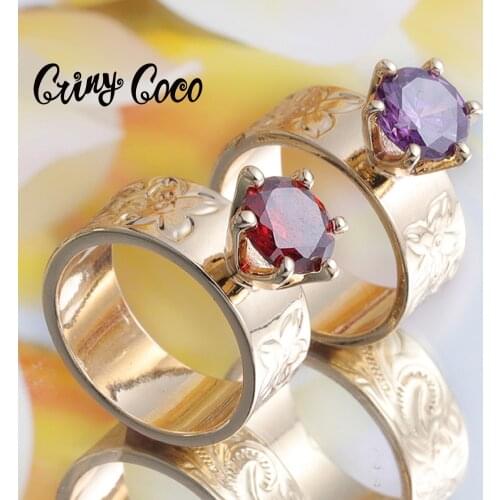 Trend Colourful Diamond Ring High Quality Hawaiian Gold Plated Creative Flower Rings 2021 Female CZ Ring for Women Party Wedding