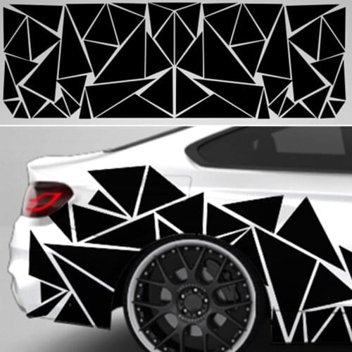 1pc 200*60cm Matte Black Triangle Car Side Sticker Vinyl Decals Auto Decoration Car-styling Decor For Smooth Surfaces