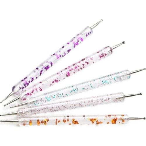 5Pcs/lot 2 Ways Dotting Tool Nail Painting Pen Marbleizing Nail Art Pen For Charm Manicure DIY Decoration Supply