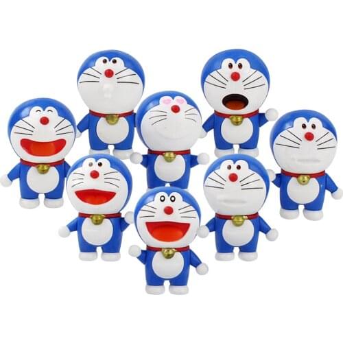 7.5cm 8pcs/set Cartoon Doraemon Mini Figure Doll PVC Model Toys For Kids Gift