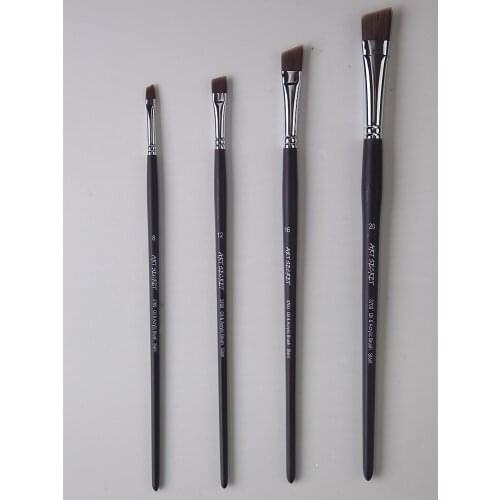 ArtSecret Anti-Drop Synthetic Hair 3700 Slant Oil&Acrylic Brush Black Wood Rod Stainless Steel Ferrule Stationery Art Tool