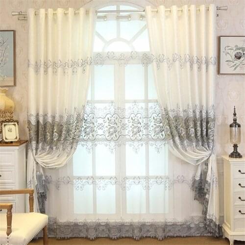 White embroidered tulle peony curtains for bedroom living room window luxury high end curtain ready made