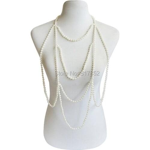 FREE SHIPPING! NEW STYLE P03 IMITATION PEARLS CHAINS JEWELR FOUR LAYERS SHOULDERS BODY PEARLS BEADS JEWELRY