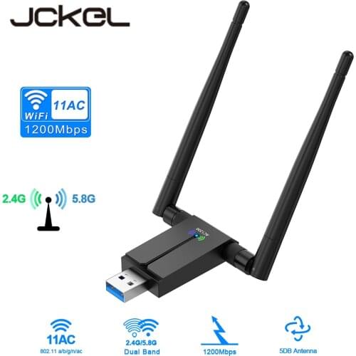 Wireless Lan Antenna USB WiFi adapter 1200Mbps Dual Band 2.4G 5G 8812BU Wi-Fi Ethernet Receiver Dongle for Pc Desktop Windows