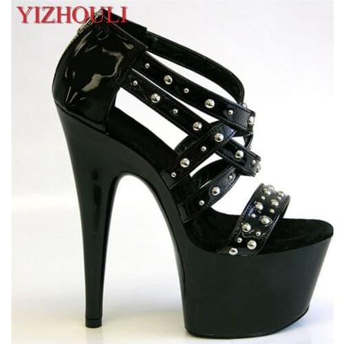 New star stage sexy rivet platform sandals, 17 cm sexy high heel pole dance party sandals