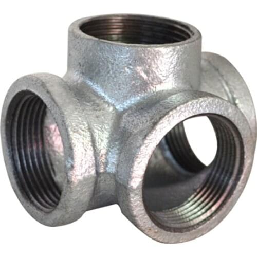 Newest Four-Way Water Pipe Joint Outlet Tee Galvanized Iron Fittings Connector DN15 High Quality Water Gas Pipe Connectors