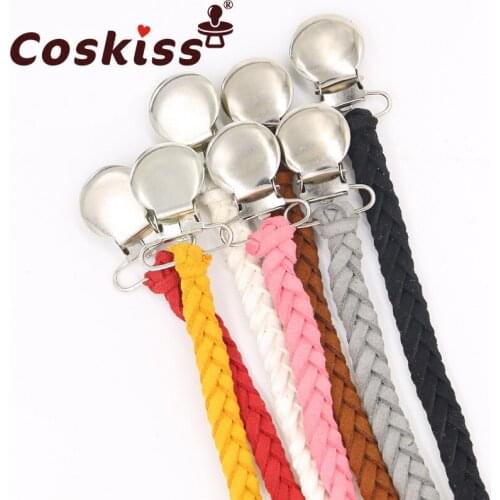 Coskiss Pacifier Clips Teether Soother Chain Braided Dummy Clips for Baby Infant Toddler