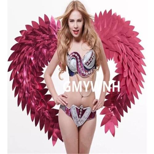 ES004 Lady catwalk performance wears wings gold mirror costumes stage bodysuit dress bar outfit sexy dj clothe singer bikini ktv
