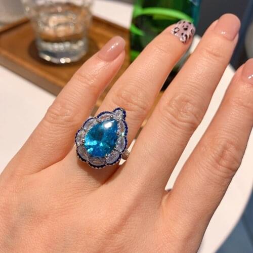 EYER Fashion Promotion 2021 Jewelry Colorful Cubic Zirconia New Party Dating Adjustable Size Rings For Women Bridal Jewlery