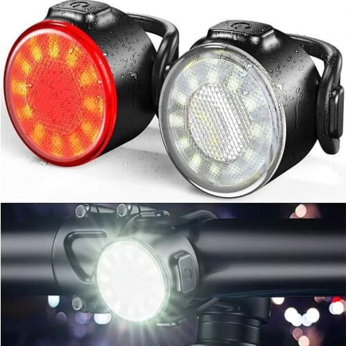 USB Rechargeable Bike Rear Lights IPX6 Waterproof COB Safety Warning Cycling Headlight Night Lamp Super Bright Road Tail Light