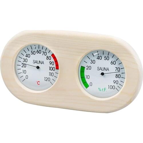 Pine Wood Sauna Hygrothermograph Room Thermometer Temperature Display Decor