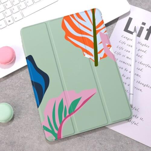 Artistic leaves For Air 4 Silicone Case iPad Pro 2020 10.5 with Pencil Holder 10.2 inch 8th Generation 7th For 12.9 Pro 2018