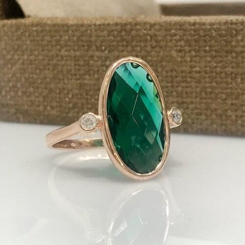 Emerald green Quartz Stone Plastering Stylish Silver Ring