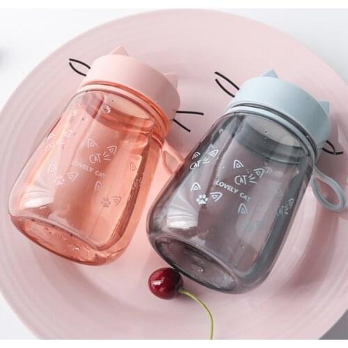 400ml Lovely Cat PC Cup Outdoor Student Portable Water Bottle Novelty Gifts Office Cup For Fruit Juice Drinkware Glass Bottle
