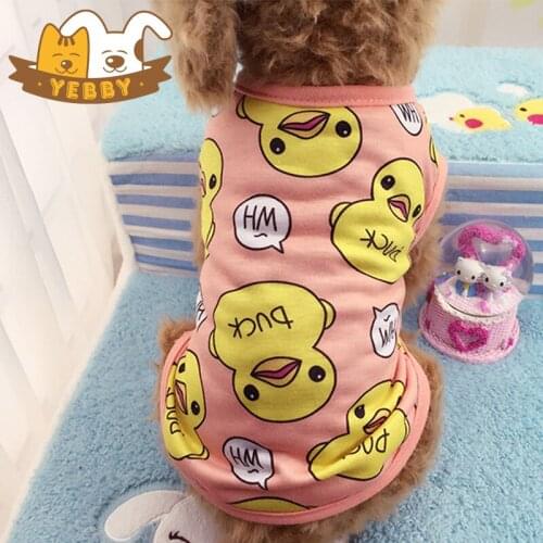 Summer Fashion Cotton Teddy Puppy Vest Shirts,Cartoon Duck Small Dog Pet Clothes