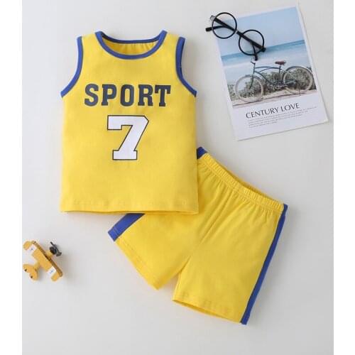 Summer Toddler Boy Clothes 2 Piece Set Letter Print Sleeveless Tops+short Pants Cool Sport Comfortable Home Kids Clothes 1-6Y